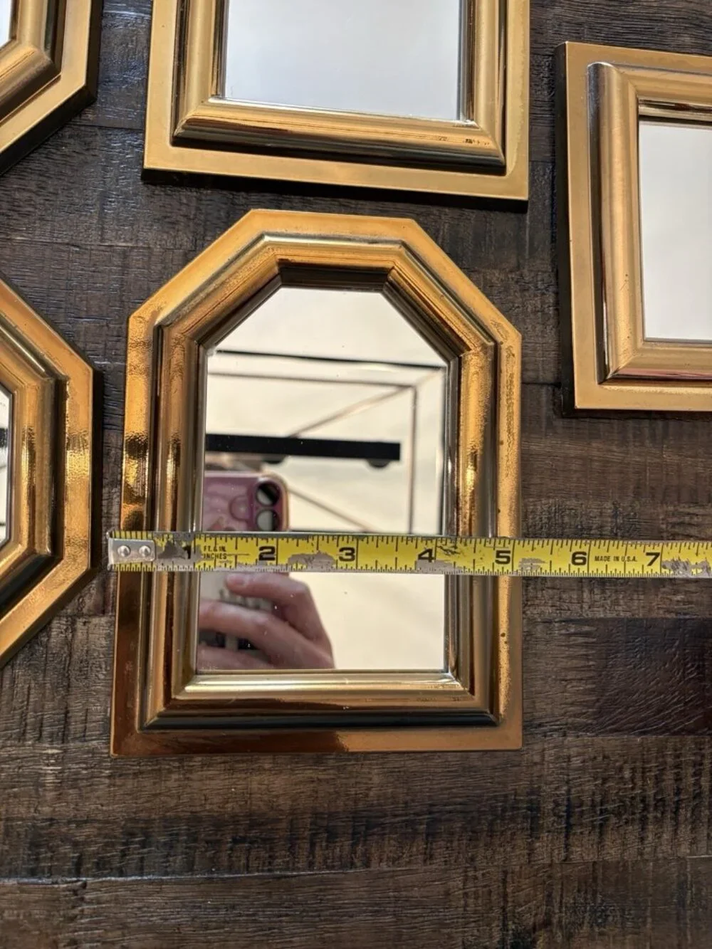 Vintage 1980s Burwood Products Gold Plastic Accent Mirrors Set of 5